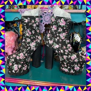 Goth Sugar Thrillz Floral platform Lolita boots Cottage Barbie PINK current mood